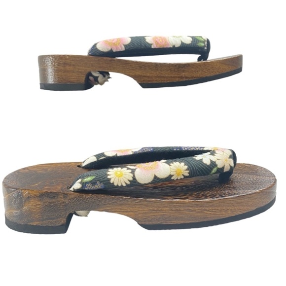 🎎 GETA Japanese Clogs Slippers Kid/woman Sandals in Cherry Blossom - Size 6 - Picture 3 of 5